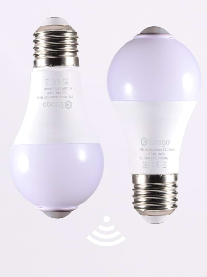 Etrogo LED Lampe mit PIR-Bewegungsmelder und Dämmerung E27 10W ersetzt 100W Energiesparlampe, Warmweiß 3000K 1000LM 120° Abstrahlwinkel für Garage Veranda Einfahrt Keller