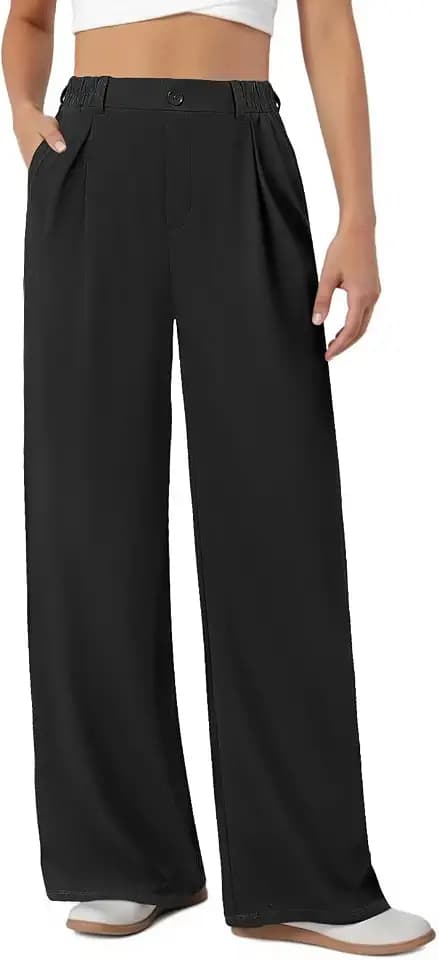 COPYLEAF Dress Work Pants Women Wide Leg Stretchy Casual Slacks 2 Pockets