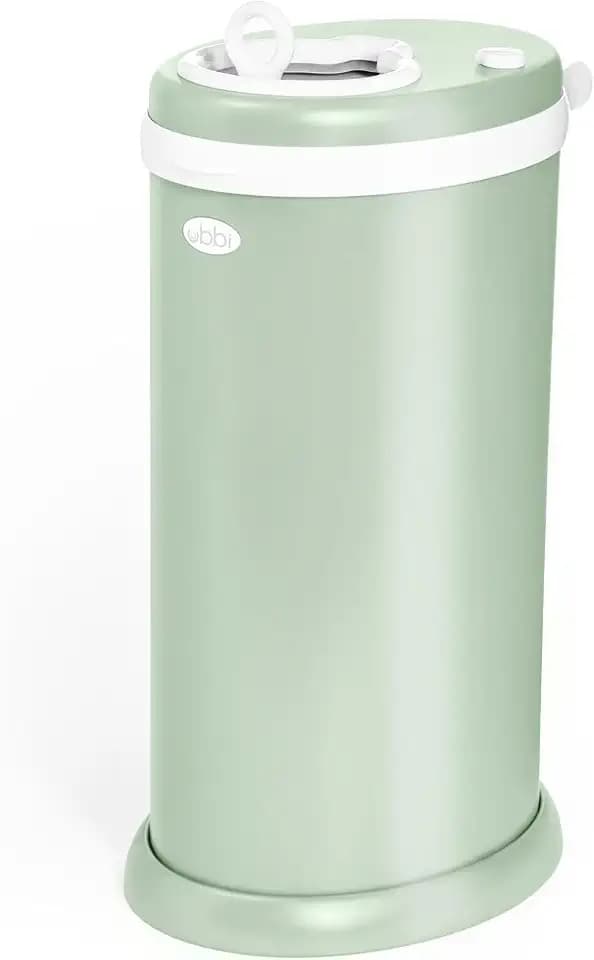 Ubbi Stainless Steel Diaper Pail, No Special Bags, Odor-Locking, Sage Green