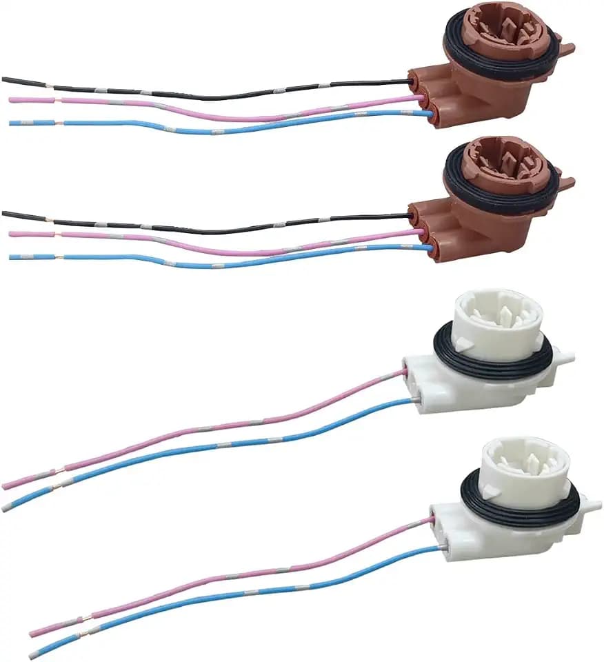 4PCS 3156 3157 Pre-Wired Harness Pigtail Sockets, Car LED Bulb Light Socket, Brake Tail Turn Signal Light Harness Plugs Connectors, Daytime Running Lights Wire Harness Pigtail