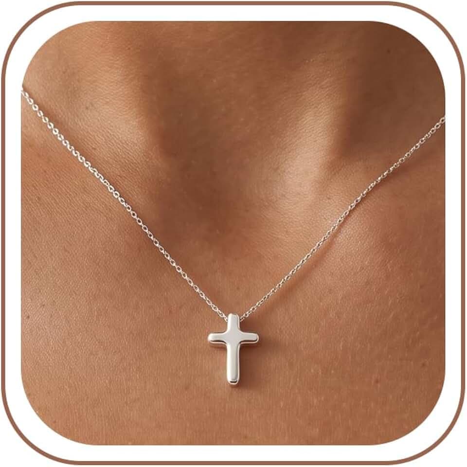 925 Sterling Silver Cross Necklace for Women,Silver Cross Chain Necklace