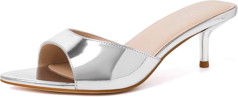 Mostrin Kitten Heels for Women Pointed Toe Vintage Mules Heels Sexy Slip on Stiletto Backless Sandals for Party Wedding Daily