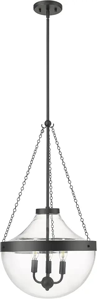 ML Lighting | Clarra Collection | 20103-MB | 3 Light Pendant in Matte Black Finish with Clear Glass Shade | Perfect for Kitchens, Dining Rooms, Living Rooms, Entryways, Hallways