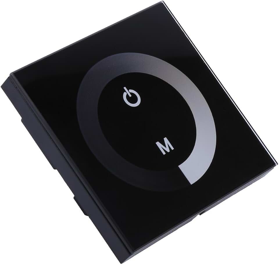 Haofy LED-Touch-Dimmer LED-Streifen-Licht-Dimmer, Wandmontierter Full-Touch-Panel-Controller, Kunststoffabdeckung Wandschalter für Einfarbige LED-Lichtleisten, DC 12V-24V(Schwarz)