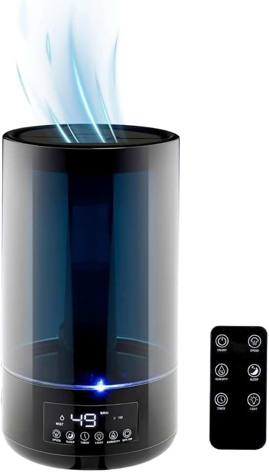 Grundig Luftbefeuchter HD-1903A – Ultraschall-Luftbefeuchter 4,3L – mit Timer und Nachtlicht – Mit Fernbedienung – Schwarz