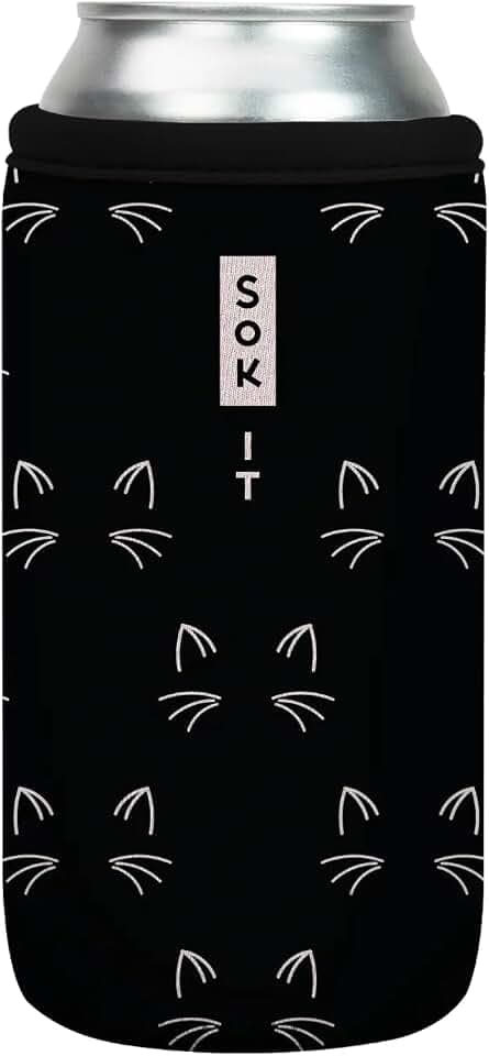 Sok It CanSok Sleeve for Beer & Soda Insulated Neoprene Cover (Mystical Meows, 16oz Can Sleeve)