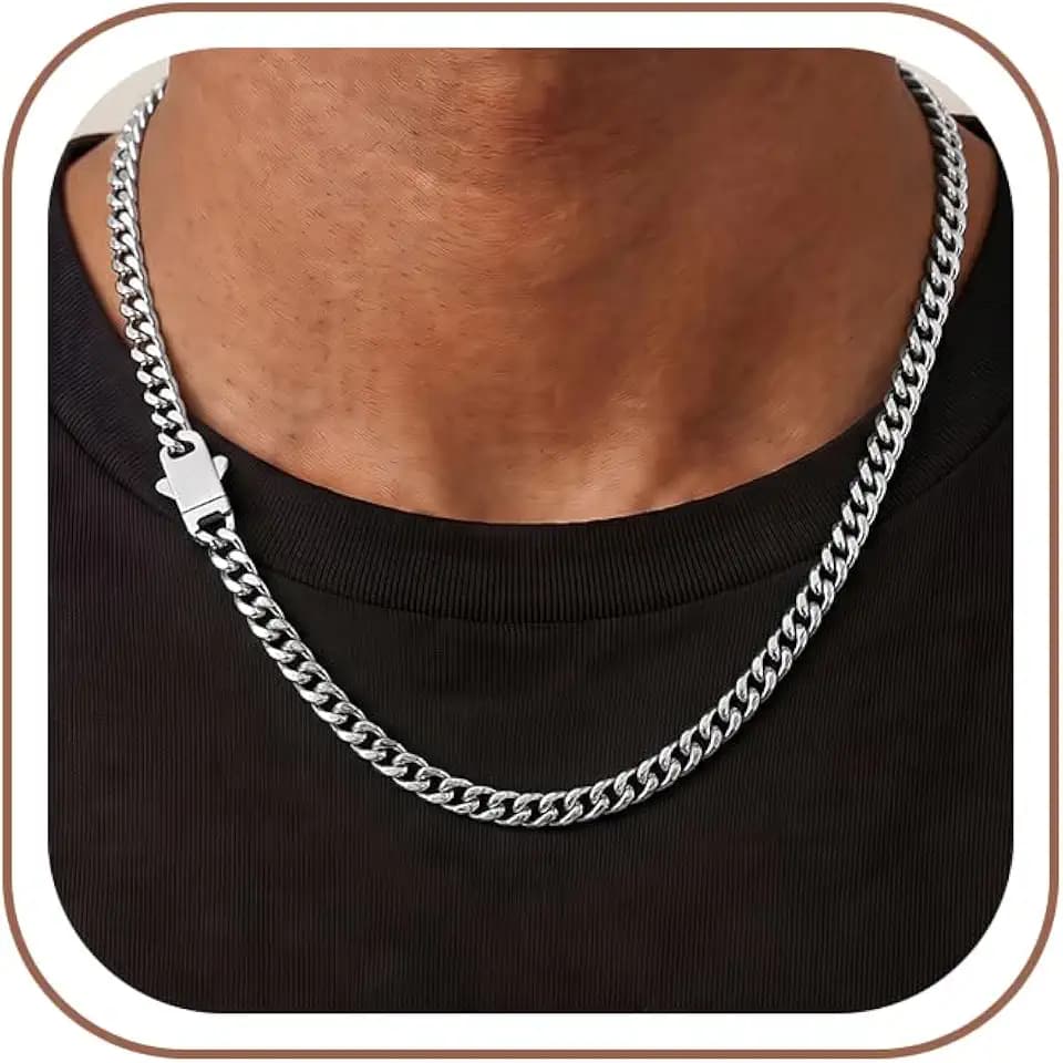 Deefire Cuban Link Chain for Men, 5/7/9mm Stainless Steel Cuban Chain