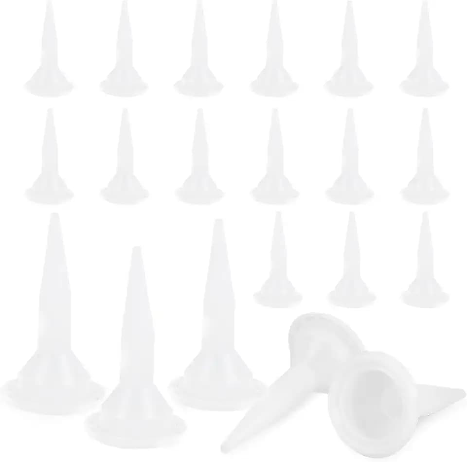 20 Stück Kartuschenspitzen, Kegel Weiß Silikondüsen Ersatzspitzen Durchmesser 52mm für Kartuschenpresse und Kartuschenpistole