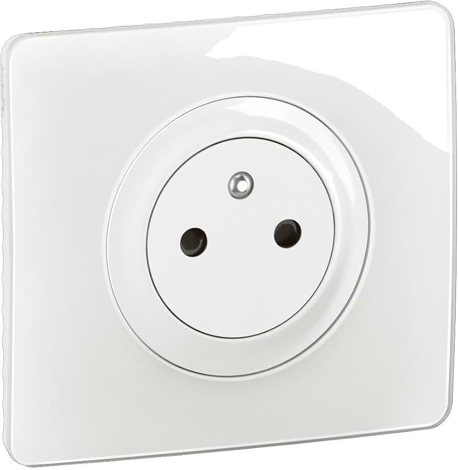 LEGRAND - Elektrische Wandsteckdose mit Erde Céliane Oberfläche Komfort mit Platte – bündige Steckdose mit einziehbarem Sockel – Weiß