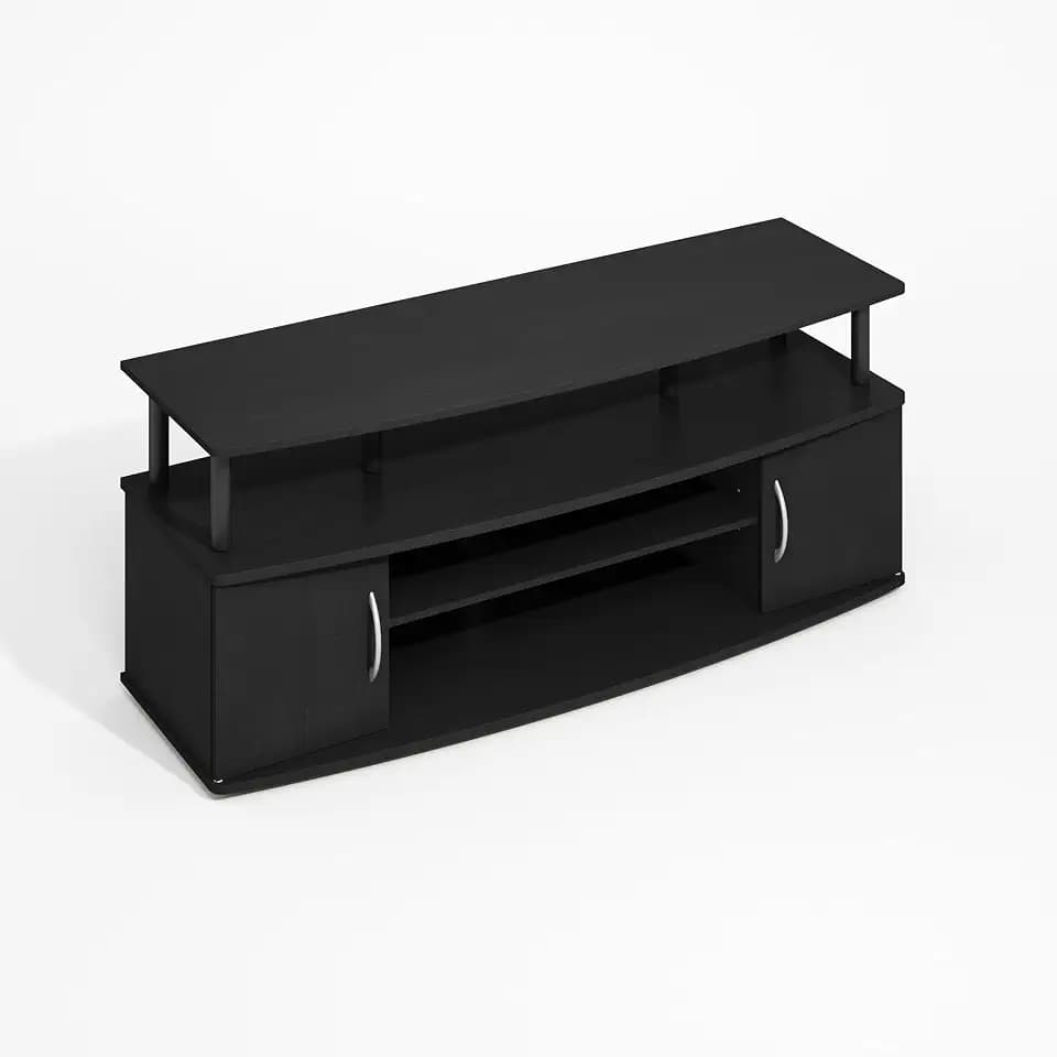 Furinno Jaya TV Stand, Entertainment Center, TV Console, for TV up to 55 Inch, with 2 Doors and Cable Management Holes, for Living Room, Bedroom, Darkwood