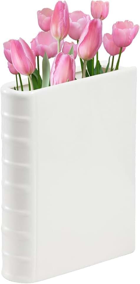 Kleine Buchvase, weiße Keramik-Bücher-Blumenvase, dekorative Buchvase für Blumen, buchförmige Vase für Heimdekoration, einzigartige buchförmige Vase für Bücherregal-Dekoration, Raumdekoration,