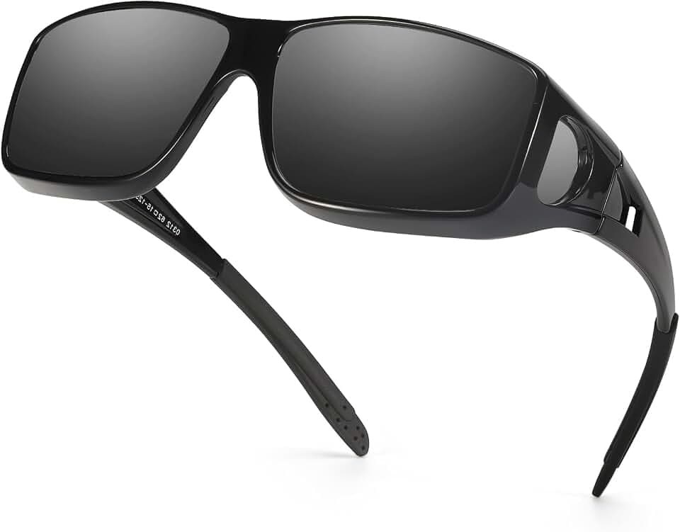 TJUTR Polarisierte Überzieh Sonnenbrille für Herrn Damen, Wrap Around Anti Blendung Überbrille Fit über Korrektionsbrille mit UV400 Schutz