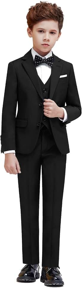 Boys Suit 7-Piece 4 Fits Extra Husky/Husky/Slim/Regular Adjustable Waist + Suspenders