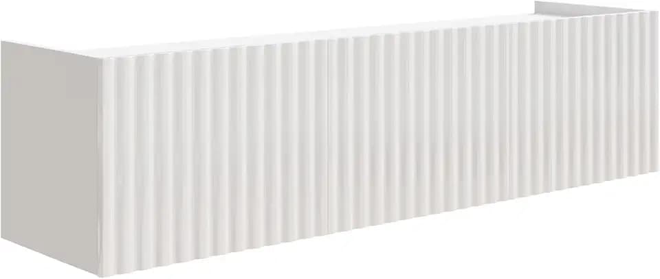 Selsey TV Lowboard Weiß Modernes Hängendes TV-Board 144 cm Hochglanz MDF-Fronten & Laminierter Korpus Push-to-Open-System Ideal für Wohnzimmer Skandinavisches Design