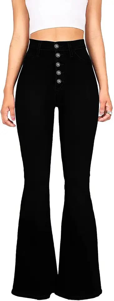 Skirt BL High Waisted Bell Bottom Jeans for Women Stretch Retro Flare Pants