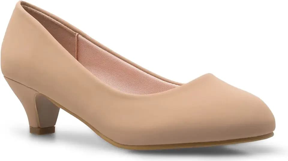 Olivia K Women's Classic Closed Toe Kitten Heel Pumps | Dress, Work, Party Low Heeled