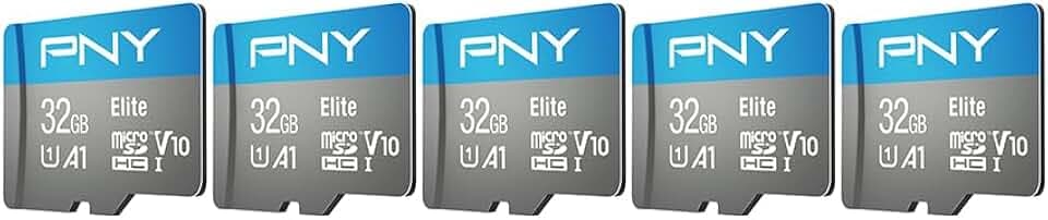 PNY 32GB Elite™ Mobile Accessories Class 10 U1 V10, A1 microSDHC Flash Memory Card for Mobile Devices - 100MB/s, Full HD, UHS-I, Micro SD 5-Pack