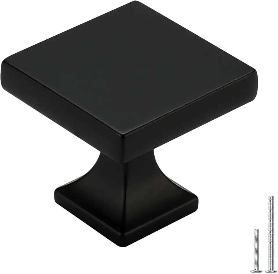 homdiy Black Cabinet Knobs 25 Pack Matte Black Square Cabinet Knobs