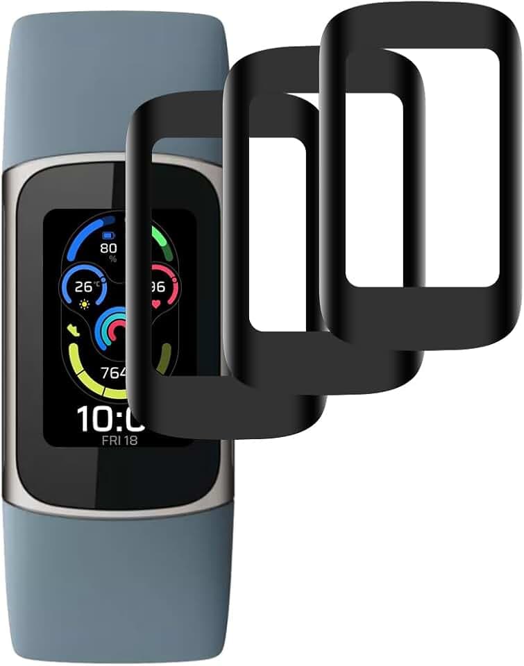 IQShield Panzer Schutz Glas für Fitbit Charge 5, HD Klar Panzer Schutzfolie, 3D Runde Kante Displayschutzfolie, Touch Sensitive, Anti-Kratzen Panzerfolie - 2 Stück