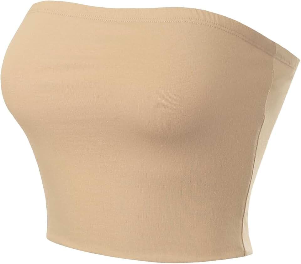 MixMatchy Women's Strapless Tube Top Y2K Crop Bandeau Casual Summer Tops