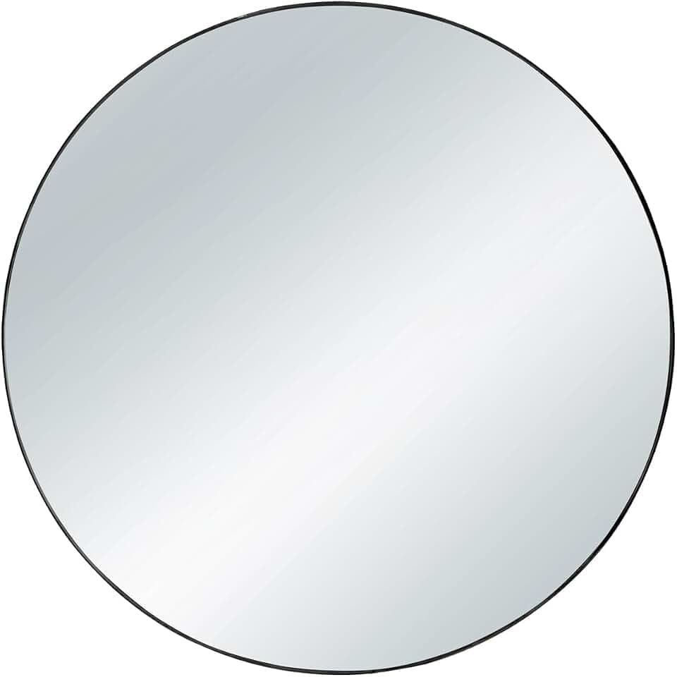 Großer Wandspiegel MILA mit schwarzem Metallrahmen Ø50cm rund