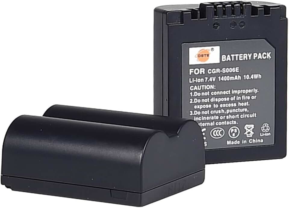 DSTE CGR-S006E Akku (1400 mAh/7,4 V) für Panasonic Lumix DMC-FZ30 DMC-FZ50 DMC-FZ28 DMC-FZ18 DMC-FZ8 DMC-FZ38 DMC-FZ35, 2 Stück