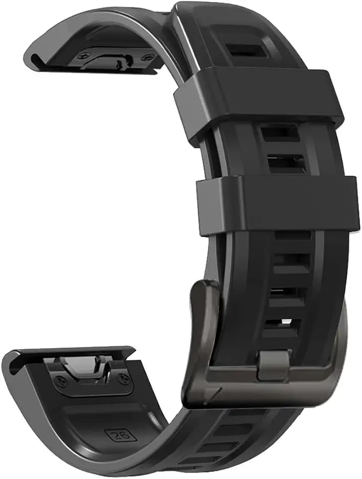 26mm Watch Band for Garmin Fenix 7X/Fenix 6X/Fenix/5X/Fenix 3/Fenix 3 HR, Soft Silicone Band Strap Wristband with Quick Fit for Garmin Smart Watch