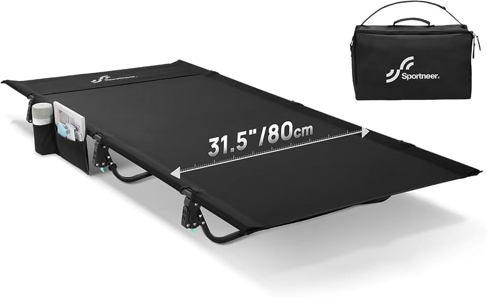 Sportneer Feldbett Klappbett Campingbett, 70/80cm Ultra Breit Feldbett XXL Campingliege Faltbar Leicht bis 150kg für Zelten Wandern Rucksackreisen Camping Reisen