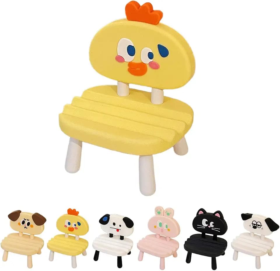 Super Cute Funny Face Animal Chair Cell Phone Stand, Adjustable Mobile Phone Support‌ Holder‌ Cellphone Mount‌ for Desk, Compatible with Phone 17 16 15 14 13, Smartphone Pad Tablet-Yellow Chicken