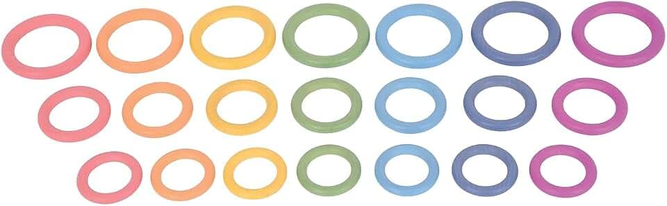 tickit Rainbow Wooden Rings, Set of 21, 3 Sizes