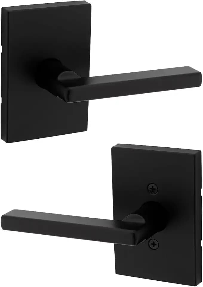 Kwikset Halifax Non-Locking Door Handle for Hallway and Closet, Matte Black