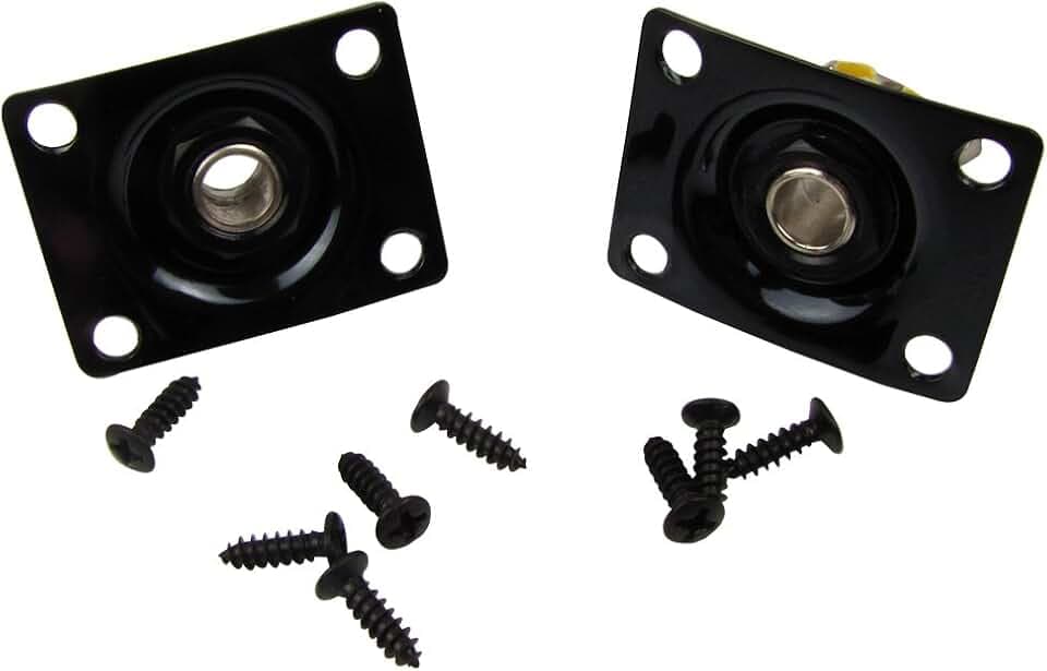 Musiclily 1/4" Square Mono Guitar Jack Socket Output Jack Plate for Les Paul Electric Guitar Bass, Black(Pack of 2)