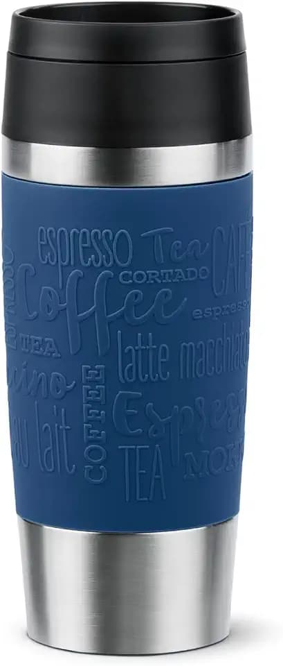 Emsa N20203 Travel Mug Classic Isolierbecher 0,36 Liter | neuer Komfort-Schraubverschluss | Edelstahl | 4h heiß und 8h kalt | 100% dicht | spülmaschinenfest | 360°-Trinköffnung | Dunkelblau