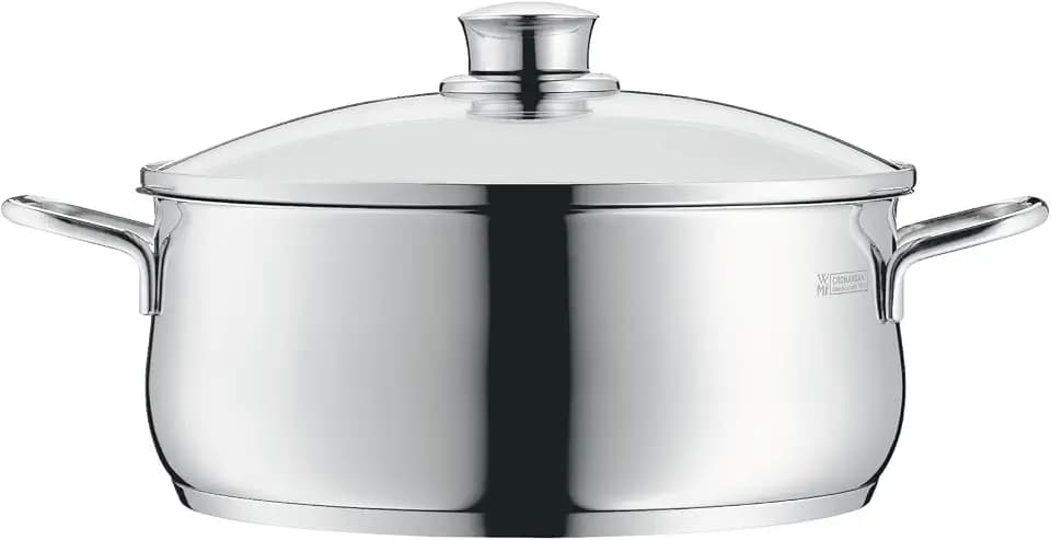 WMF Diadem Plus Kochtopf 16 cm klein, Glasdeckel, Topf 16cm, Bratentopf Induktion 1,5l, kleiner Topf Cromargan Edelstahl poliert, Nudeltopf, unbeschichtet