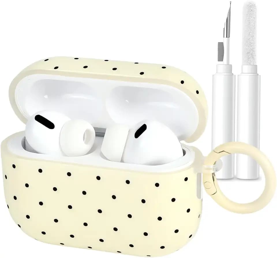Cute Polka Dot Case for AirPods Pro 1/2 with Cleaner Kit