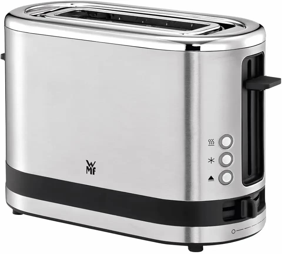 WMF Küchenminis 1-Scheiben Toaster Langschlitz XXl-Toast, Mini Toaster mit Brötchenaufsatz 7 Bräunungsstufen Überhitzungsschutz 600W Edelstahl matt