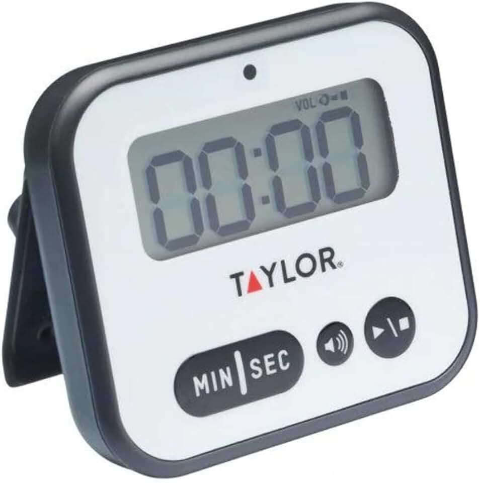 Taylor Pro, Extra Lauter Küchentimer mit Warnlicht, Magnetische Uhr mit Countdown-Funktion für das Kochen und Backen von Lebensmitteln, mit Stoppuhr, Kunststoff, Weiß/Schwarz, 5 x 8.5 x 7.5 cm
