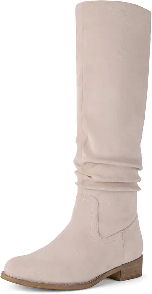 Shoe'N Tale Knee High Boots Women's Slouch Flat Low Heel Boots