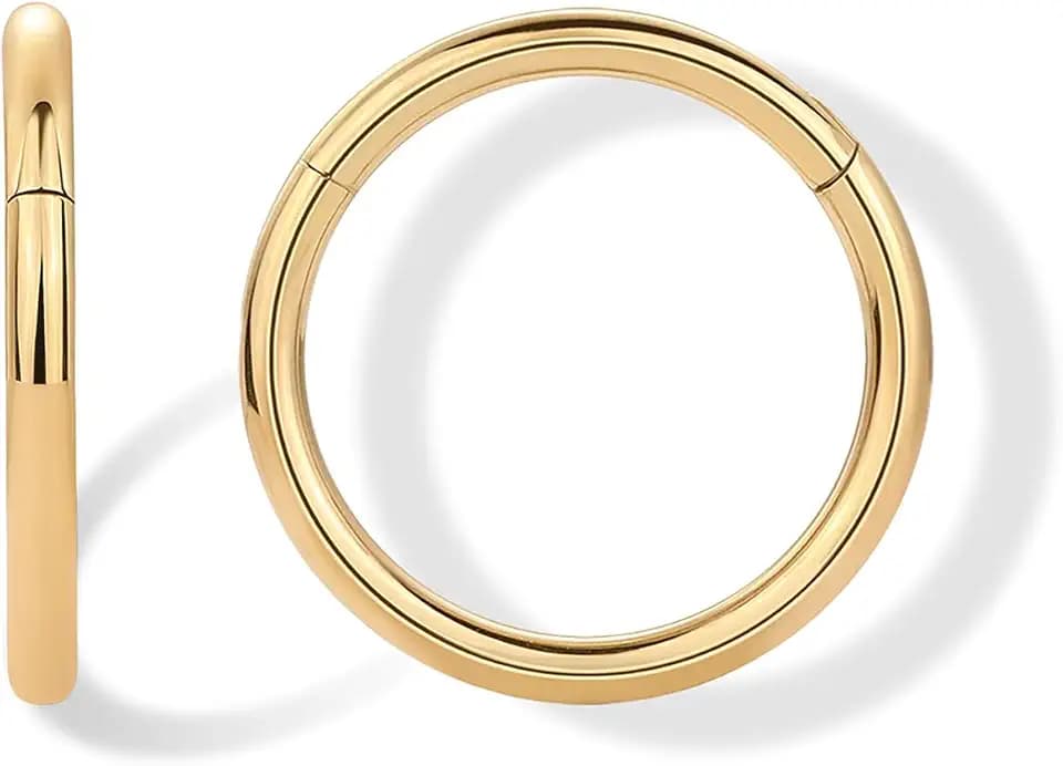 PAVOI Clicker Hoop Earrings for Women & Men, 14K Gold Plated Hinged Huggies