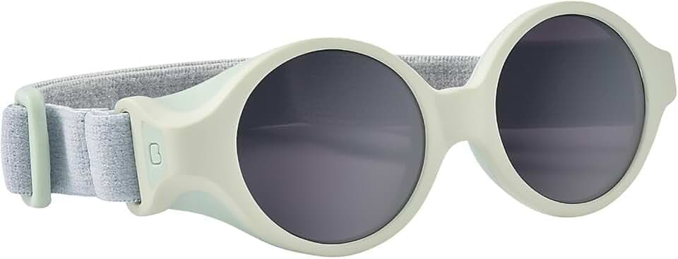 BÉABA Baby-Sonnenbrille 0-9 Monate – 100% UV-Schutz CAT 4, Seitenschutz, Optimaler Tragekomfort, Verstellbares Elastikband – Farbe Minze