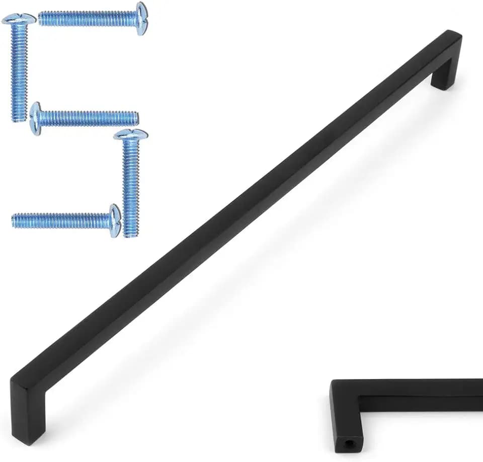 KOOFIZO 5 Pack 10 in Matte Black Cabinet Pulls, Black Drawer Handles 1816