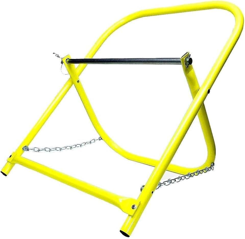 Stanz (TM) 20" x 16" Commercial Industrial Grade Steel Wire Rack Dispenser Cable Caddy CATV Electric Ethernet Wire Installer Spool Reel Holder Holds Cable Reels Up to 20" Diameter Folding Yellow