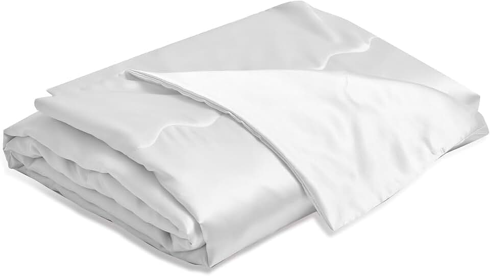 Satin Decke 220x240 Weiß Sofadecke Kühlende Seidige Seide Sommerdecke Leicht Weich Luxus Glatt Glänzend Satin Tagesdecke Kuscheldecke für Bett Sofa Couch Schlafzimmer Büro Reisen