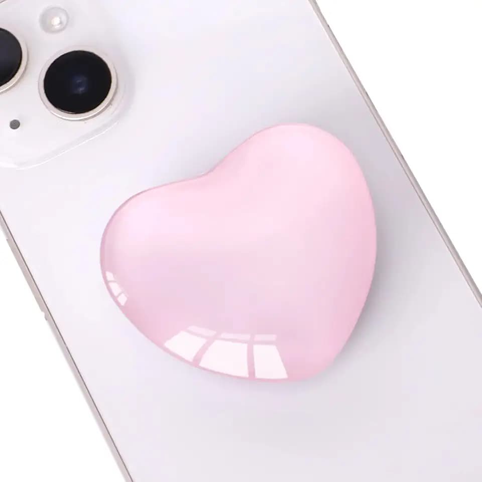 Pack of 2 Herz Herz Handyhalter Selbstklebend, Handyhalterung Rückseite für Smartphone, Fingerhalter Handy Griff zum sicheren Halten, Handy Grip ohne Magnet für iPhone Android (Weiß)