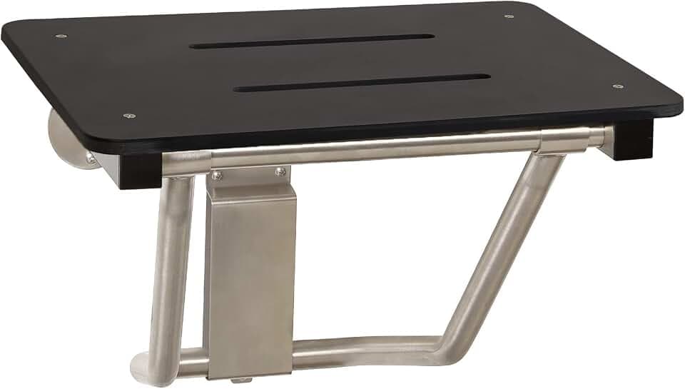 30" x 15" Black Folding Wall Mount Shower Seat Bench, ADA Compliant
