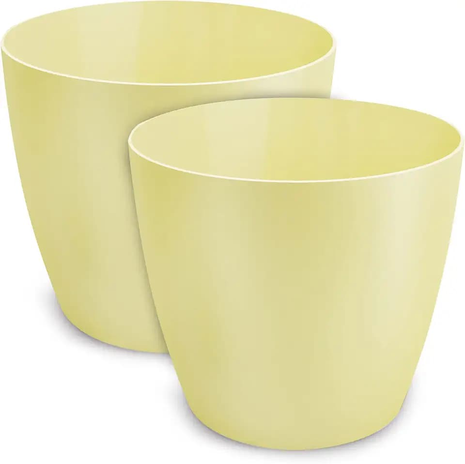 Blumentopf matt, Pflanzkübel aus Übertopf Kunststoff Dekorativer Topf für, groß und klein Pflanzen, 2er-Set, blumenkübel kräutertopf, (2 Pack) Gelb, ø 30 cm