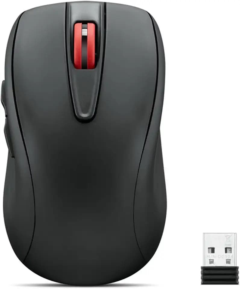 Lenovo USB-C Silent Mouse (WL500) - Silent Buttons, Ambidextrous Grip, Adjustable DPI, Plug-and-Play 2.4G Receiver Computer Mouse, Black