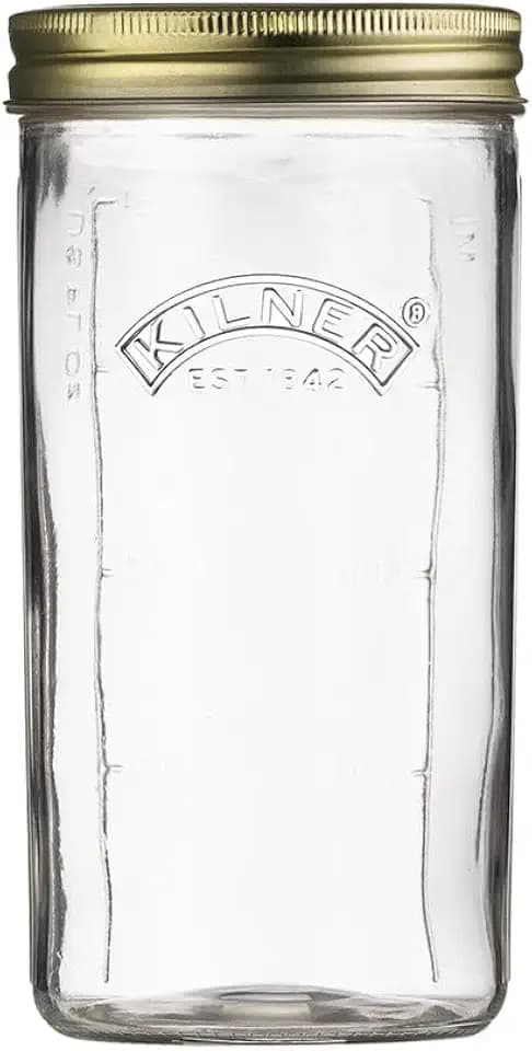 Kilner Weithals-Einkochglas | 1 Liter | Einmachgläser mit Schraubdeckel zum Konservieren von ganzen Früchten oder ganzem Gemüse | Vakuumversiegelung | Füllstandanzeige in ml