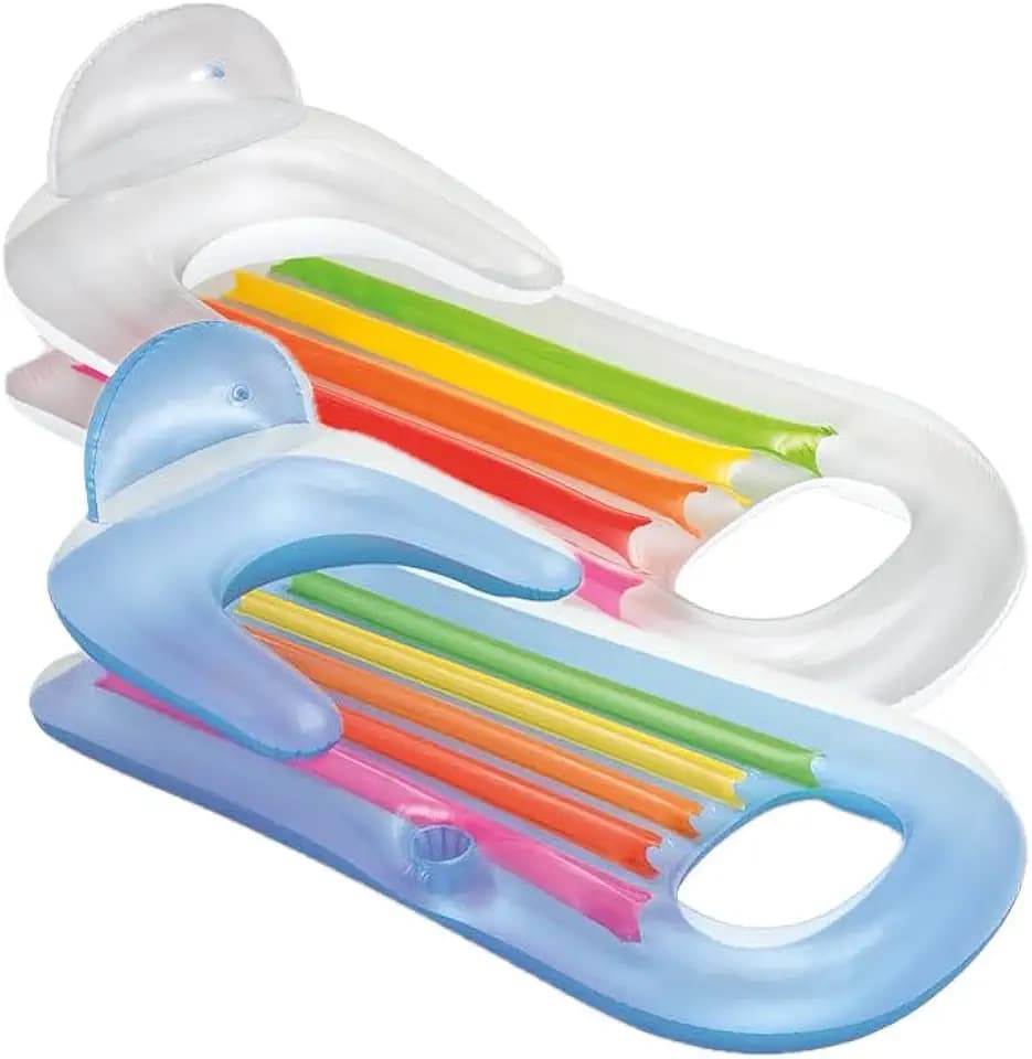 Intex King Kool Inflatable Lounge Blue & Pearlescent Silver Gift Set Bundle - 2 Pack, 63" X 33.5"