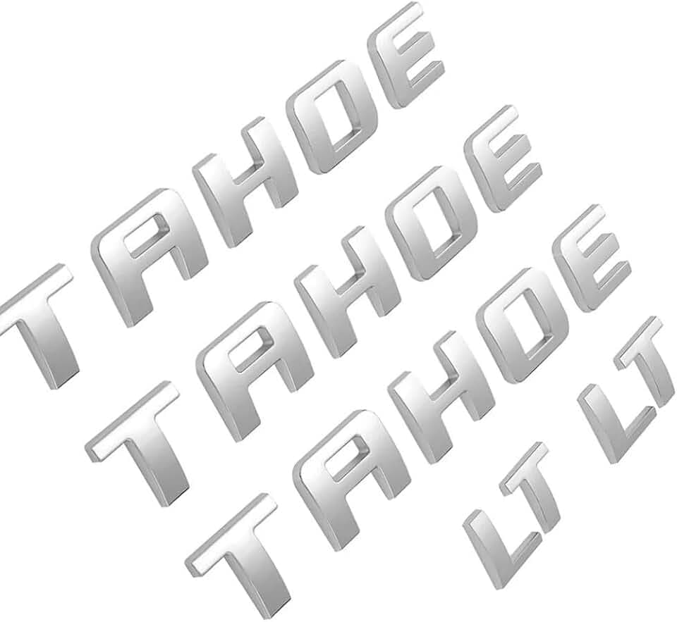 Letter Emblems Door Badges Nameplate Tailgate Compatible with 2007-2020 Tahoe LT 5pcs (Silver)